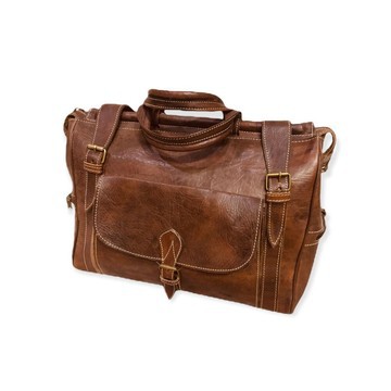 Handmade genuine leather travel bag with shoe compartment - Large weekend bag