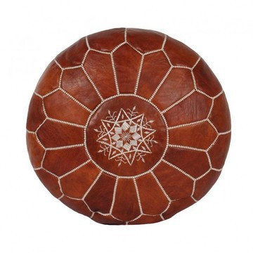 Pouf en vrai cuir naturel Marron pour salon