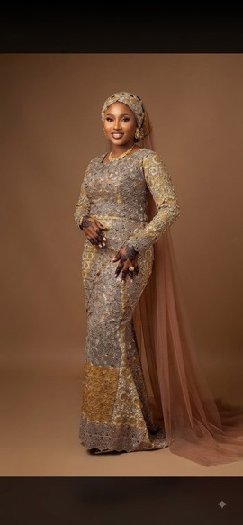 Golden Opulence Lace Gown