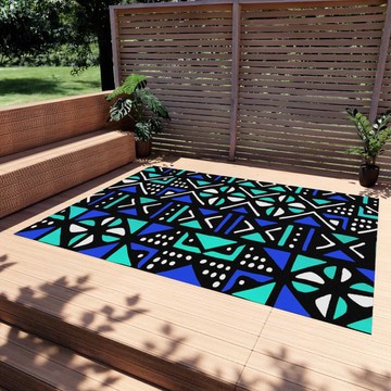 Blue Habitat Outdoor Rugs African Vibrant Carpets (LARGER SIZES AVAILABLE)