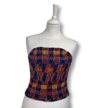 BUSTIER EN TISSU WAX PLISSE  ARTISANALEMENT  ISIMA