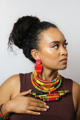 “Fanm Doubout” set – Necklace, Earrings &amp; Bracelet in Madras