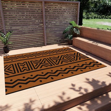 Malian Brown Orange and Black Outdoor Rug Floor Art Carpet (LARGER SIZES AVAILABLE)