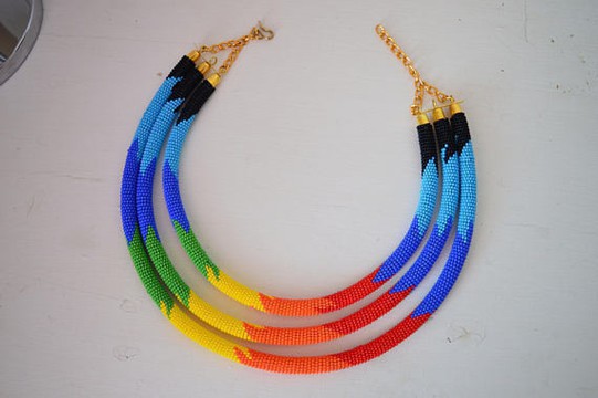 African Maasai Beaded Necklaces | 3 in 1 Zulu Beaded Necklace | African Tribal Jewelry