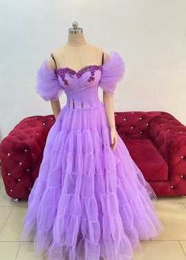 Robe superposée des Caraïbes, robe de bal lilas, robe de bal lilas, robe de douche nuptiale lilas