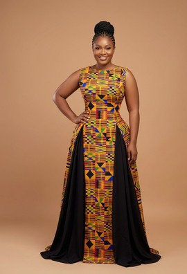 Kente Maxi Gown for Cultural events,Traditional Wedding Guest, Birthday Celebrations