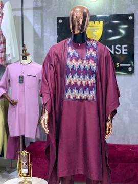 Burgundy Agbada