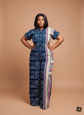 Indigo Batik &amp; handwoven aso-oke Jumpsuit