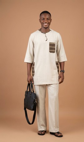 Ensemble deux pièces de sénateur en Aso-Oke pour invités de mariage traditionnel, tenues décontractées et réunions professionnelles