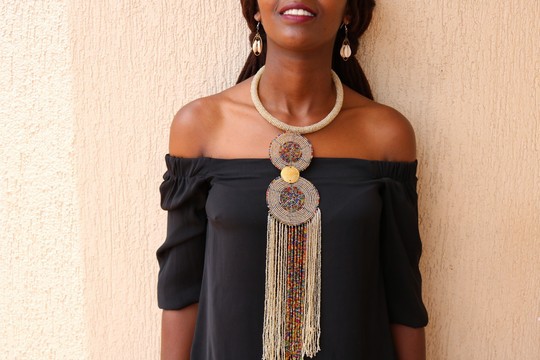African beaded Pendant necklace,  African jewelry, Christmas gift for mom, Romantic tribal necklace