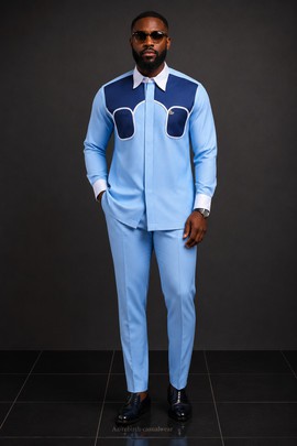 Ensemble saharien bleu marine pour homme