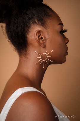 Soliel hoop stud brass earrings