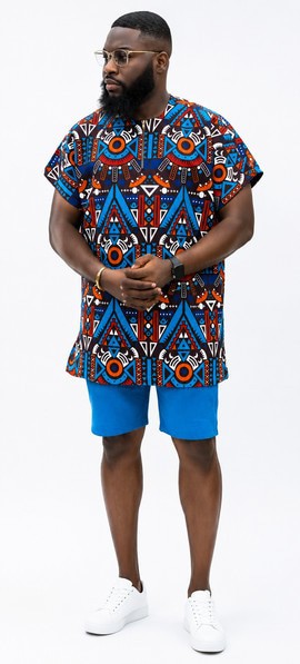 Ensemble chemise et short imprimé africain