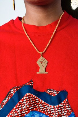Black lives matter fist gold necklace
