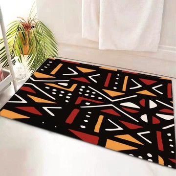 African Themed Bathroom Rug Bogolan Rectangular Bath Mat (LARGER SIZES AVAILABLE)