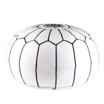 Grand pouf en vrai cuir Naturel Noir