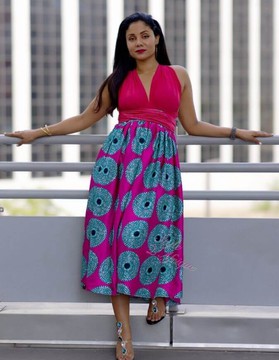 Chic Infinity dress printed silk satin