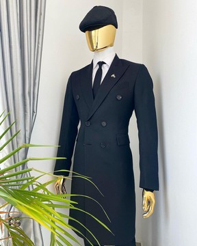 Costume de pointe noir anthracite pour hommes «peaky blinders» rechargé sur mesure.