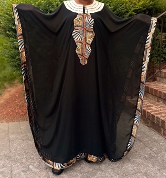 Black  Chiffon Sheer Kaftan Maxi Dress