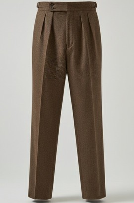 Classic Brown Pleated Trousers**