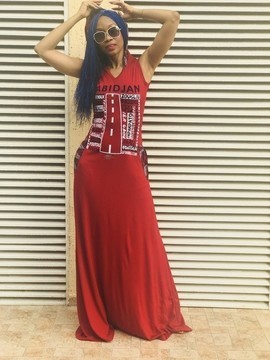Love Abidjan Hooded Maxi Dress, Ankara Detail
