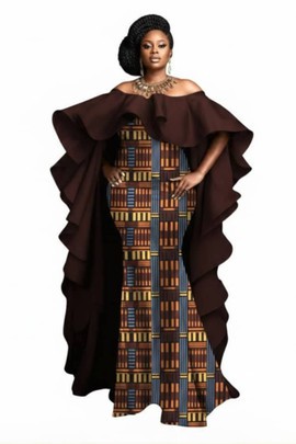Espresso Majesty Cascading Ruffle Gown