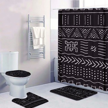 (4 Piece) - Tribal Ethnic African Bathroom Sets Black (MORE SIZES AVAILABLE)