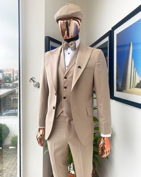 Bespoke reloaded “peaky blinders” mens bisque brown suit