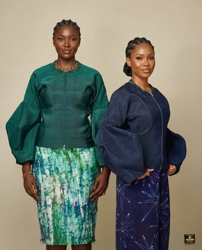 Aso-oke Bomber Jacket &amp; Adire Midi Skirt 2pcs Set|Summer fit|Casual fit|Garden parties