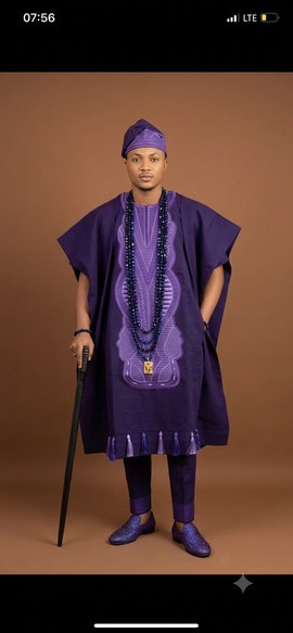 Royal Purple Embroidered Agbada Ensemble