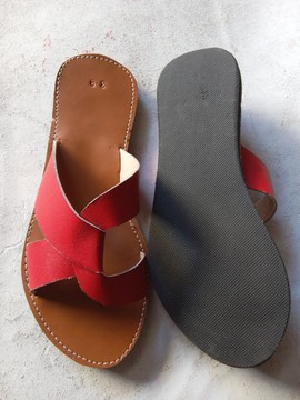 Femmes africaines Maasai sandales / cuir uni / sandales plates