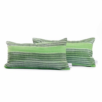 2pcs Green and Silver Handwoven Vintage Aso-Oke Small Lumbar Cushion Covers