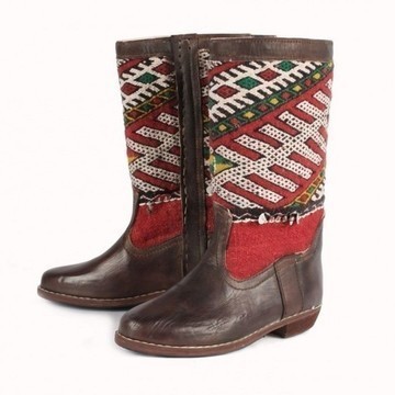 BIG SALE! Genuine leather boots with Kilim Handmade by Cuiroma craftsmen in Morocco