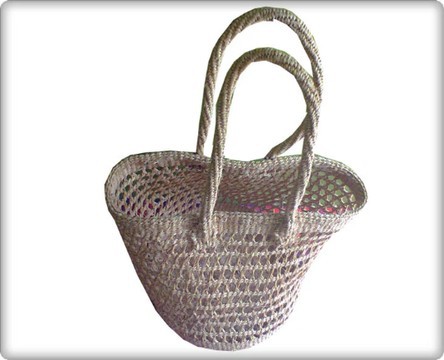 Panier en sisal Safari shopping tribal crème du Kenya