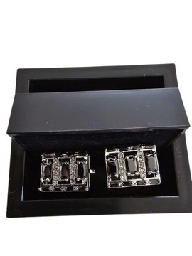 Black Onyx and Crystal Cufflinks