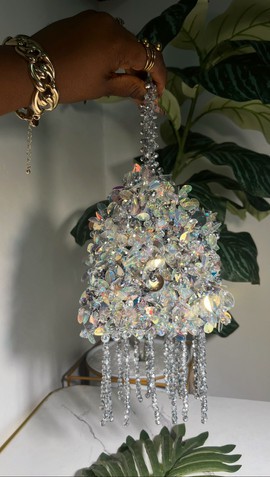 Luxury silver beaded bag