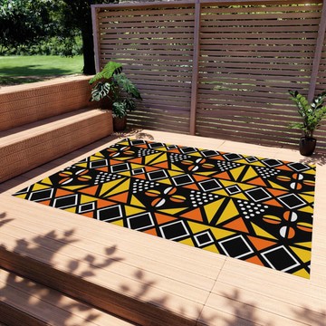 Bright Orange Outdoor Rug Durable Abstract Art Carpet (LARGER SIZES AVAILABLE)