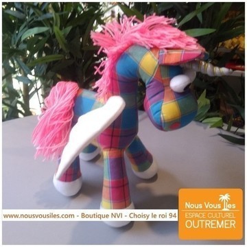 PLUSH LICORNE MADRAS BLUE AND PINK