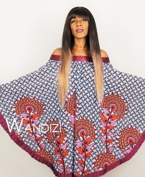 African Print Ankara Off the Shoulder Dress, Ankara Off Shoulder Dress