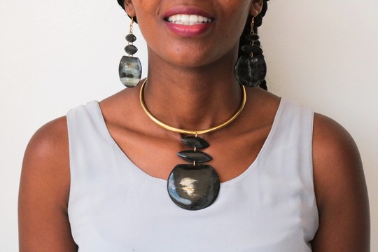 Brass necklace, African bone necklace. Tribal necklace, Gift for her, Moms gift, One size fits all