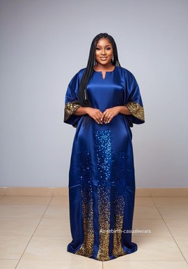 This is a beautiful and elegant Kaftan Dress in a rich Royal Blue.