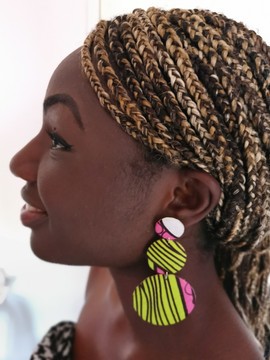 Pink green wax earrings 3 levels
