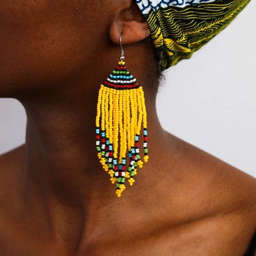 African Beaded earrings, Beaded Fringe earrings, Elegant earrings, Tribal earrings, Boho earrings