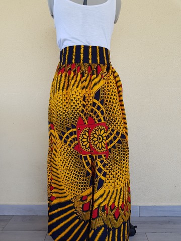 jupe taille haute en wax