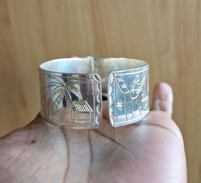Vangovango Manchette Femme bracelet jonc en argent massif de Madagascar