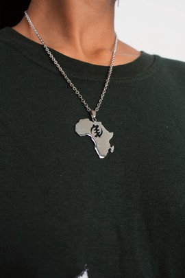 Silver color  african map necklace