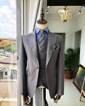 A Reloaded “board Room” 3 Piece Light Ash 1 button suit.