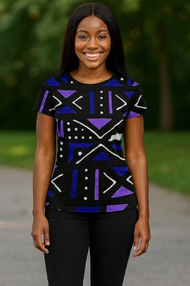 Chic Fit Bogolan Print Women T-shirt - Purple