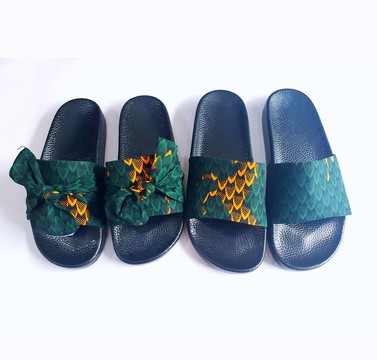 African Print Slides(Green/Yellow)