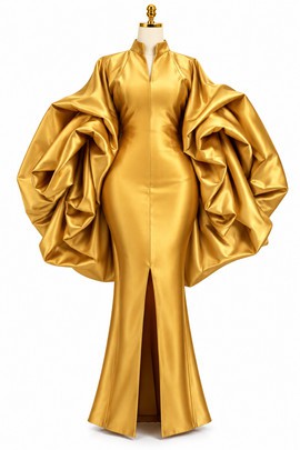 Luxury Satin Gold Statement Gown
